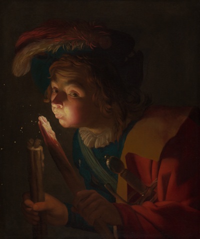 A Boy Blowing on a Firebrand
